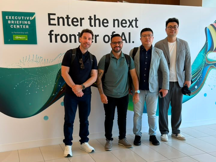 Time PerfilGlobal e AIVRES em visita ao NVIDIA Executive Briefing Center, fortalecendo a parceria e o alinhamento em soluções para a próxima geração de infraestrutura de IA.
